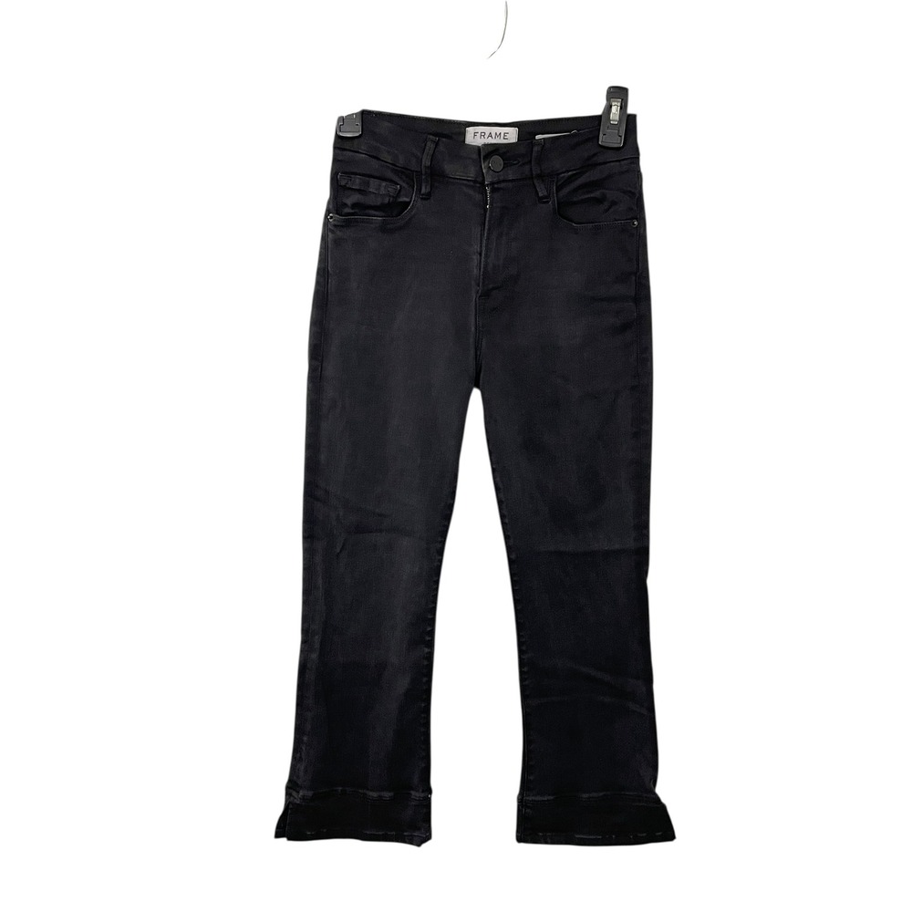 FRAME Le Crop Mini Boot Jeans Women's Faded Black Denim Size 27 Mid Rise Cropped - Picture 1 of 9